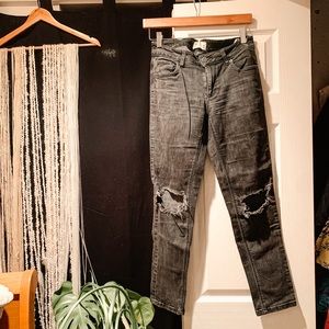 • garage distressed black jeans •